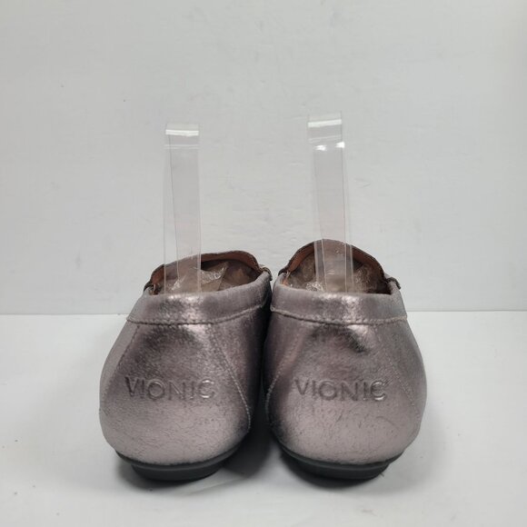 Vionic Women's Metallic Silver Leather Loafer Slip-On Shoes US Size 12 - Picture 4 of 8